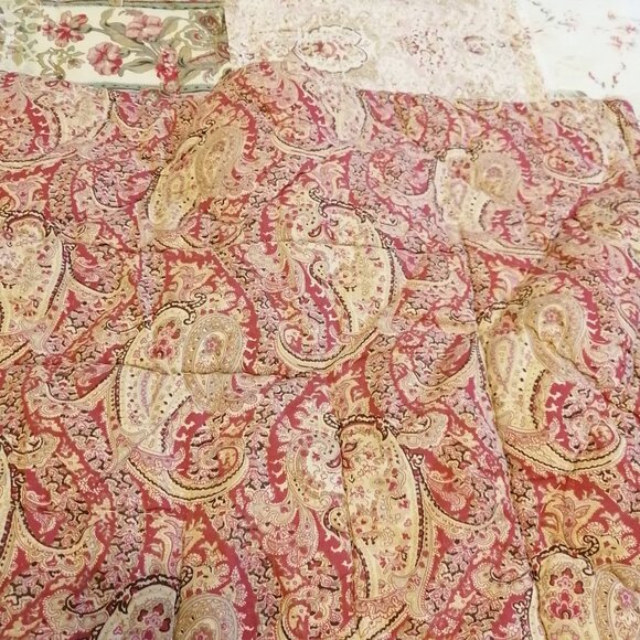 Vintage Patchwork Quilt Set Pink Paisley Reversible Double Girls French Country - Picture 3 of 8